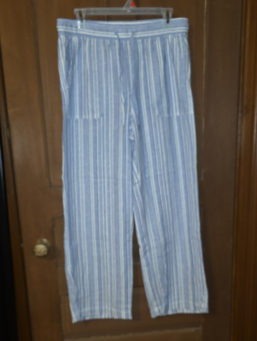 Old Navy Light Blue Striped Wide-Leg Pants